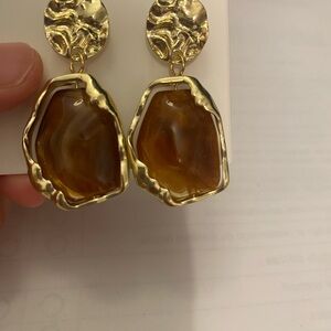 Resin brown water drop earrings